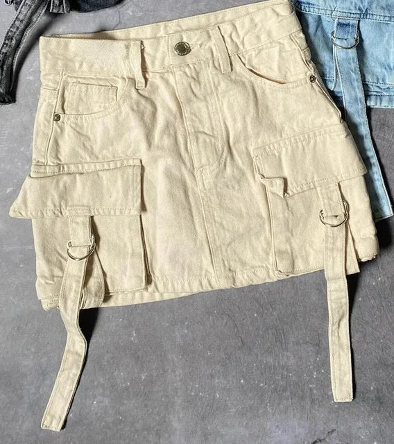 Stylish Ladies' Denim Skirt - Celeste-Khaki-S-The Livary
