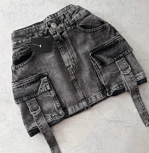Stylish Ladies' Denim Skirt - Celeste-Black-S-The Livary