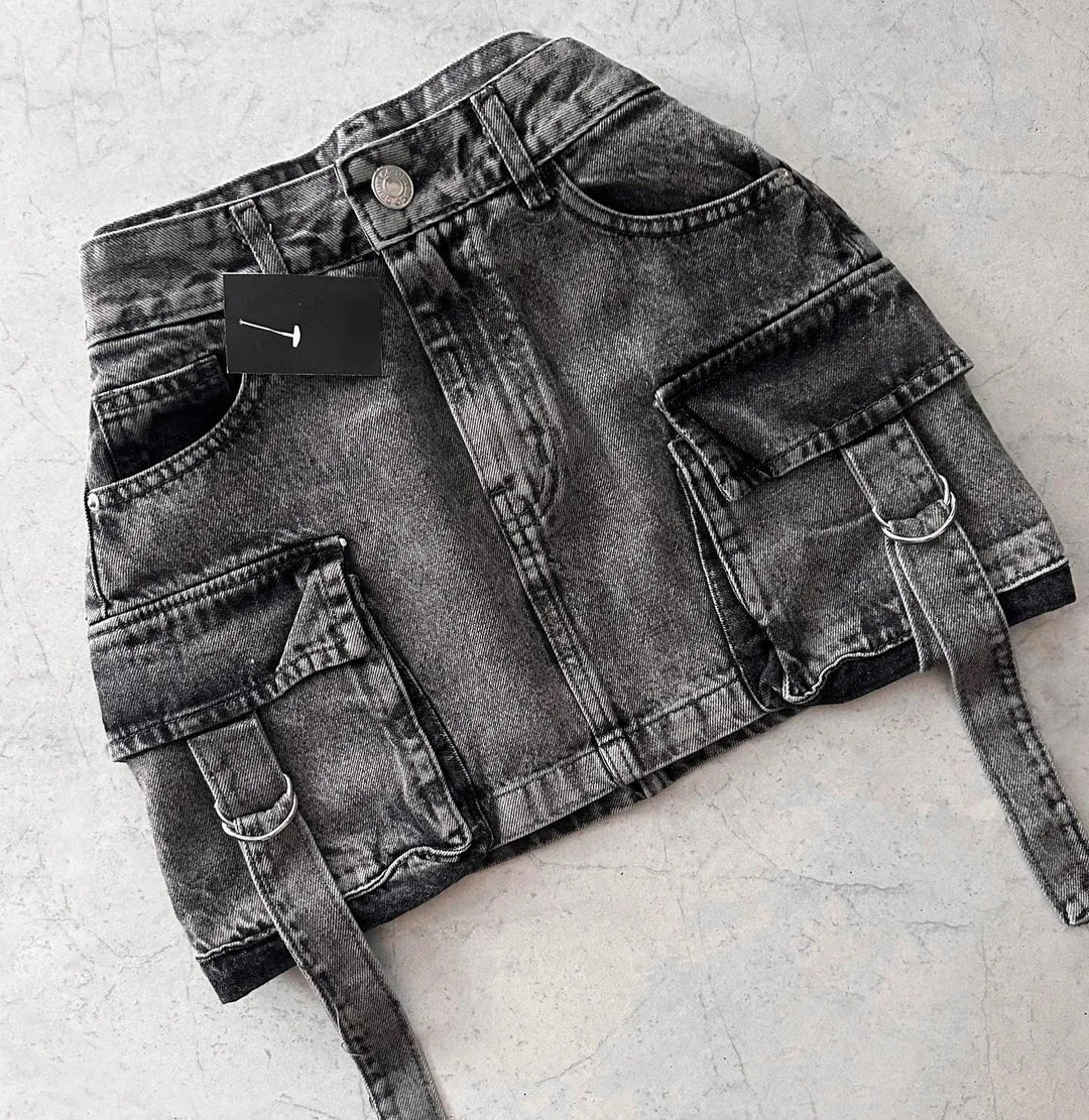 Stylish Ladies' Denim Skirt - Celeste-Black-S-The Livary