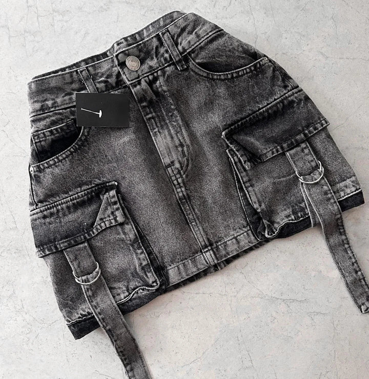 Stylish Ladies' Denim Skirt - Celeste-Black-S-The Livary