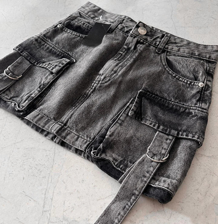Stylish Ladies' Denim Skirt - Celeste-Black-S-The Livary