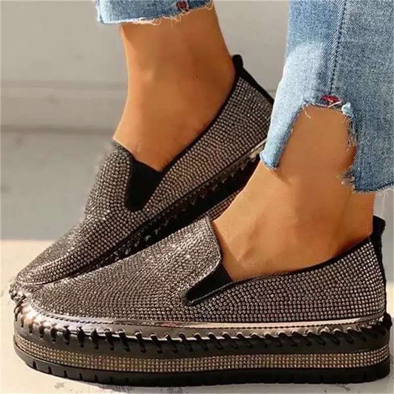 Sparkling ladies' loafers with comfort sole – Teyla-Black-3-The Livary