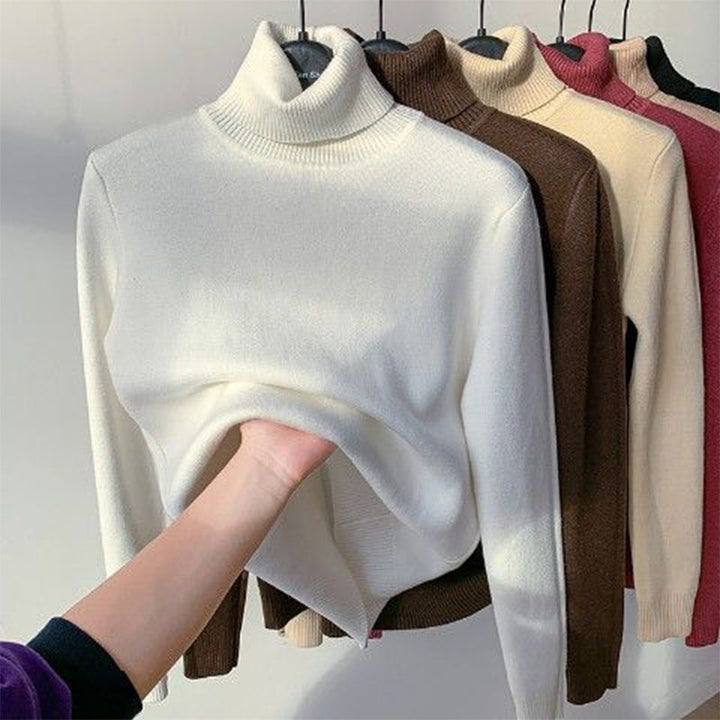 Winter Fleece Knitted Turtleneck – Evelyne-White-S-The Livary