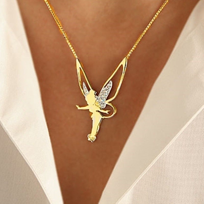 Stylish Lucky Fairy Necklace - Faylin-Gold-The Livary