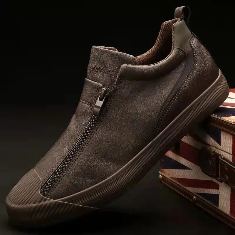 Men's Sneakers with Zip and Comfort - Noah-Brown-7-The Livary