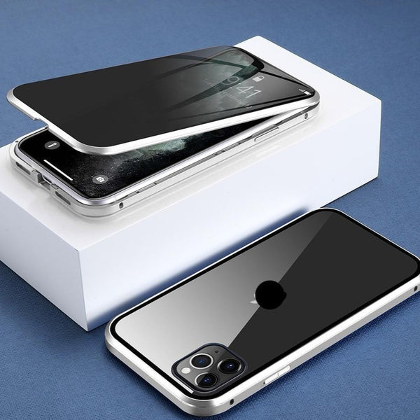 Magnetic iPhone Case with Privacy Protection - PrivaGuard-Silver-iPhone XS Max-The Livary