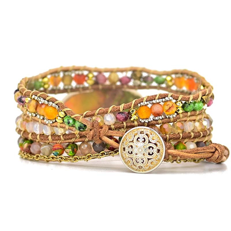 Hamsa wrap bracelet with Amazonite - Zahara-The Livary