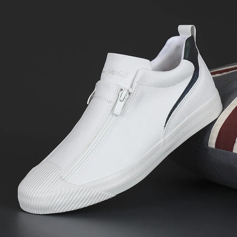 Men's Sneakers with Zip and Comfort - Noah-White-7-The Livary