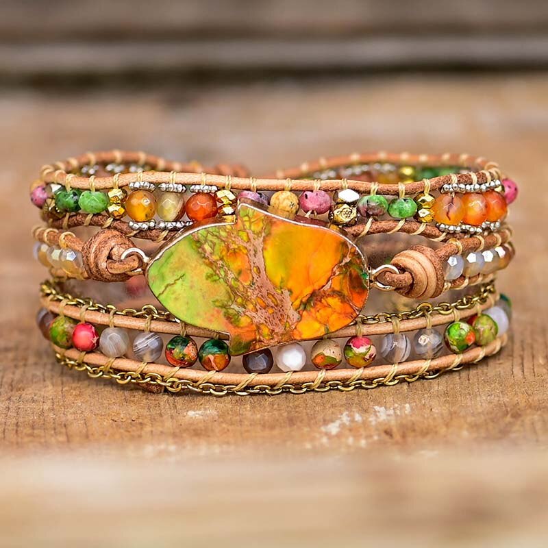 Hamsa wrap bracelet with Amazonite - Zahara-The Livary