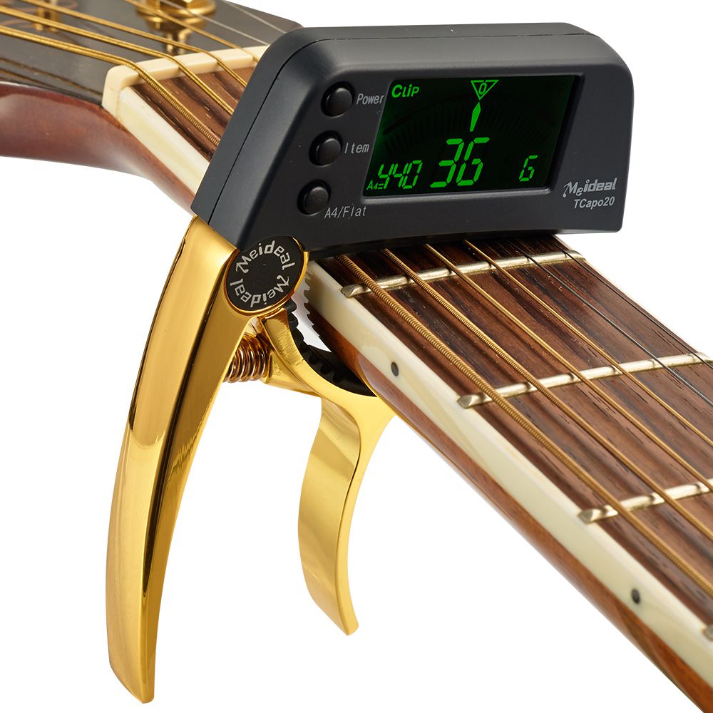 2-in-1 Guitar Capo & Tuner – TuneGrip-Gold-The Livary