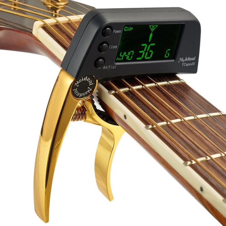 2-in-1 Guitar Capo & Tuner – TuneGrip-Gold-The Livary