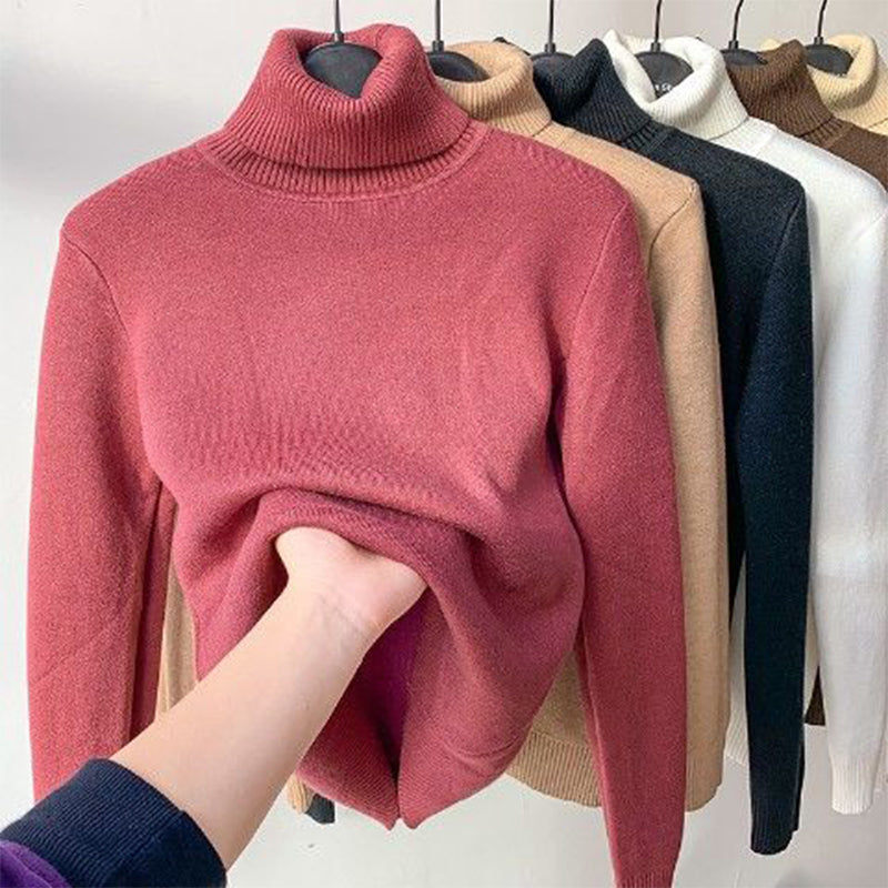 Winter Fleece Knitted Turtleneck – Evelyne-Pink-S-The Livary