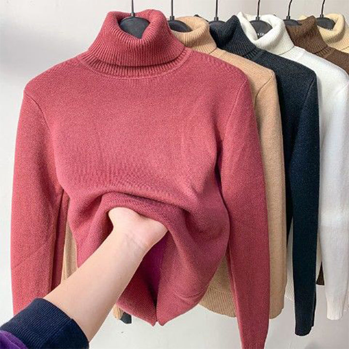 Winter Fleece Knitted Turtleneck – Evelyne-Pink-S-The Livary