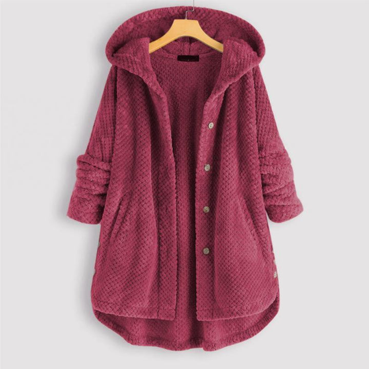Trendy Cut Fleece Jacket with Hood - FleeceLux-Pink-S-The Livary