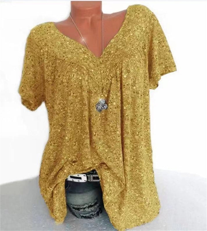 Ladies Boho Summer Blouse with Floral Print - Celeste-Yellow-S-The Livary