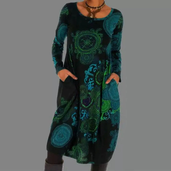 Retro Boho Dress - Elara-Blue-S-The Livary