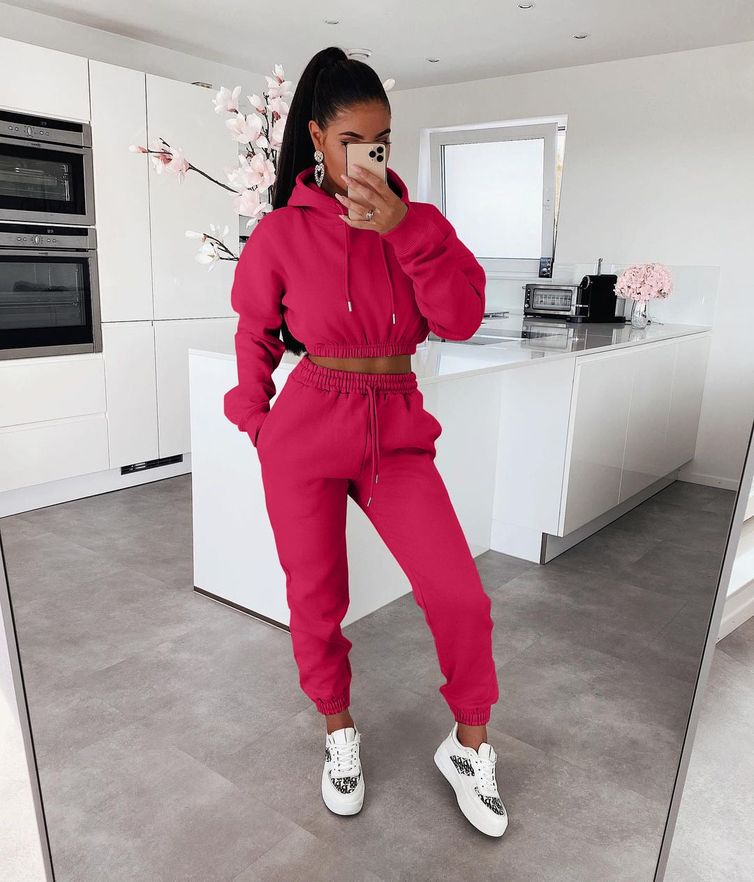 Casual Soft Jogging Set - Ella-Fuchsia-S-The Livary