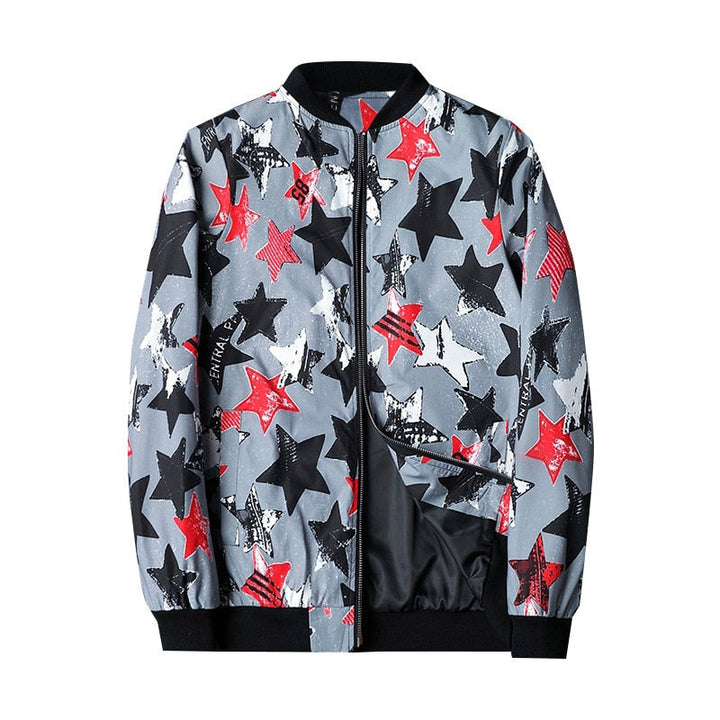 Abstract Printed Men's Bomber Jacket - Enzo-Gray Star-S-The Livary