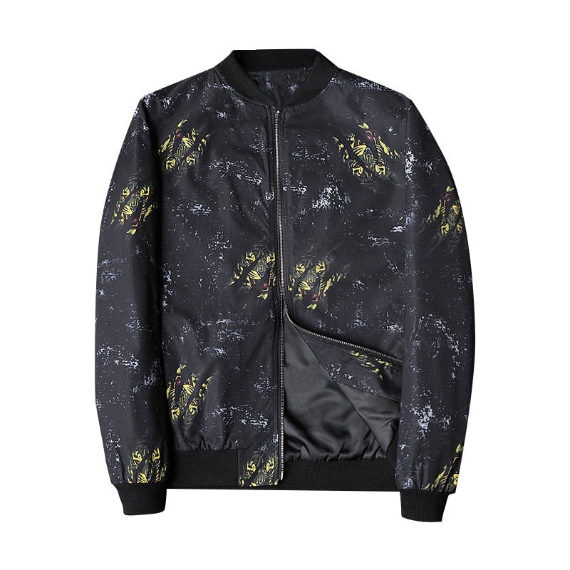 Abstract Printed Men's Bomber Jacket - Enzo-Black Gold-S-The Livary