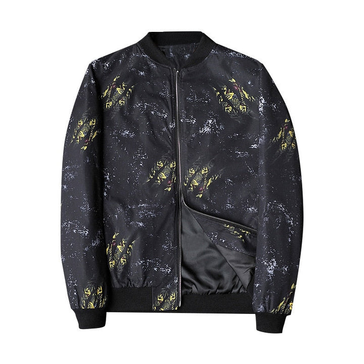Abstract Printed Men's Bomber Jacket - Enzo-Black Gold-S-The Livary