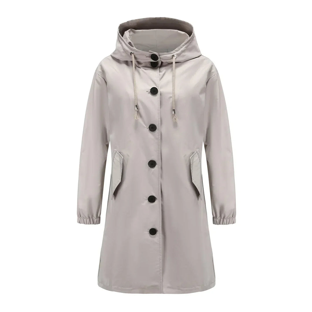 Stylish Windproof Trench Coat - Livia-Gray-S-The Livary