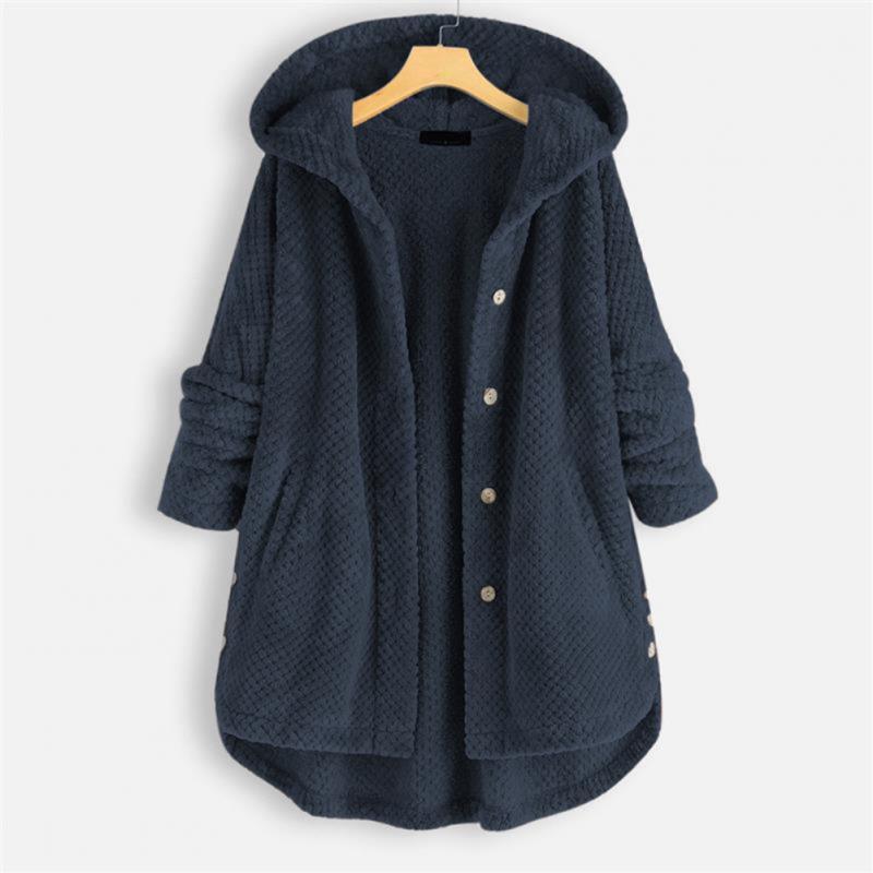 Trendy Cut Fleece Jacket with Hood - FleeceLux-Blue-S-The Livary