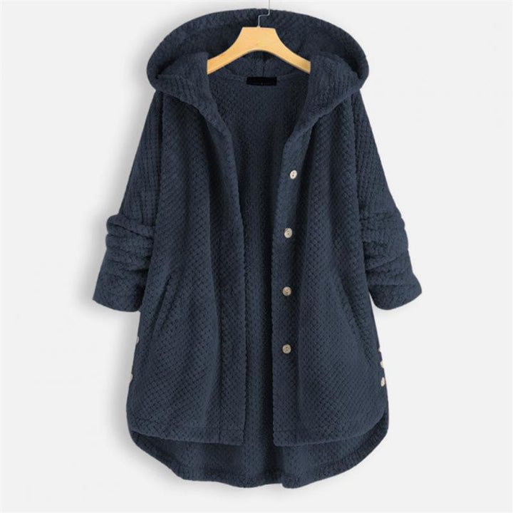 Trendy Cut Fleece Jacket with Hood - FleeceLux-Blue-S-The Livary
