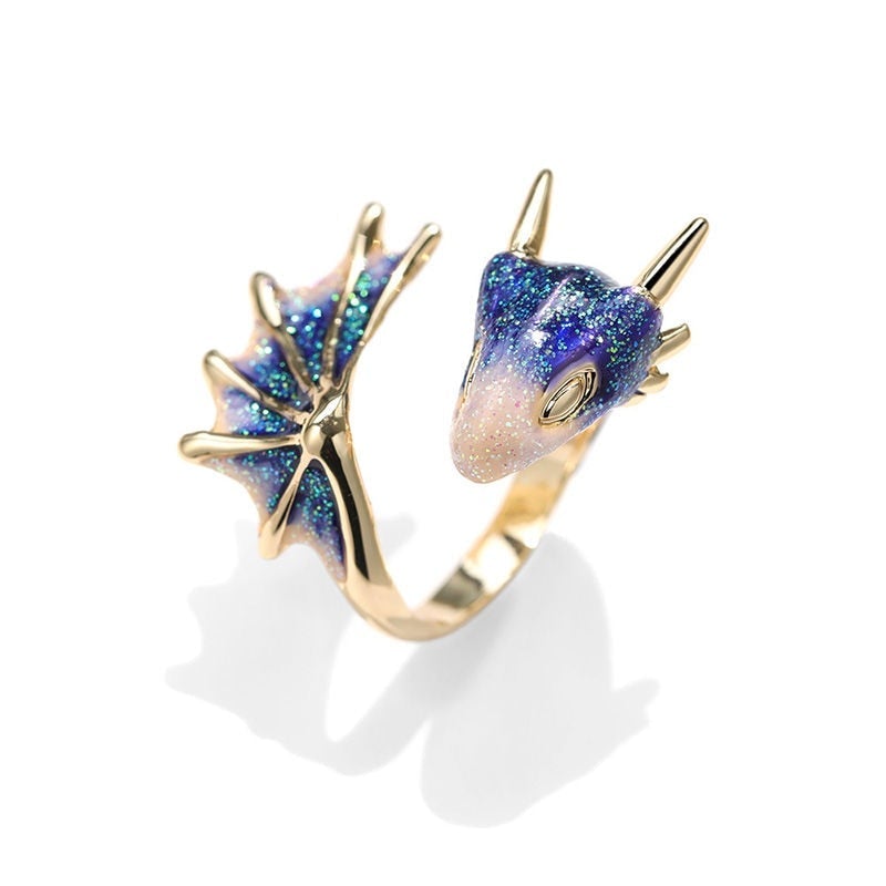 Adjustable Dragon Ring with Hand-Painted Enamel - Draconis-The Livary