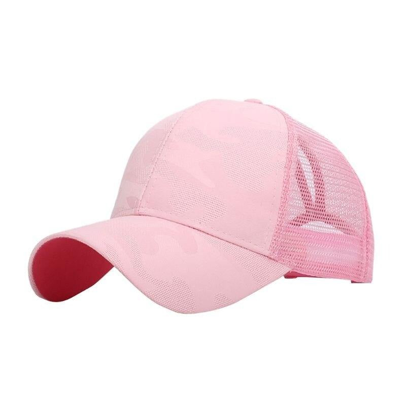 Trendy women's baseball cap with ponytail hole & Velcro closure – Leona (1+1 FREE)-Pink-The Livary