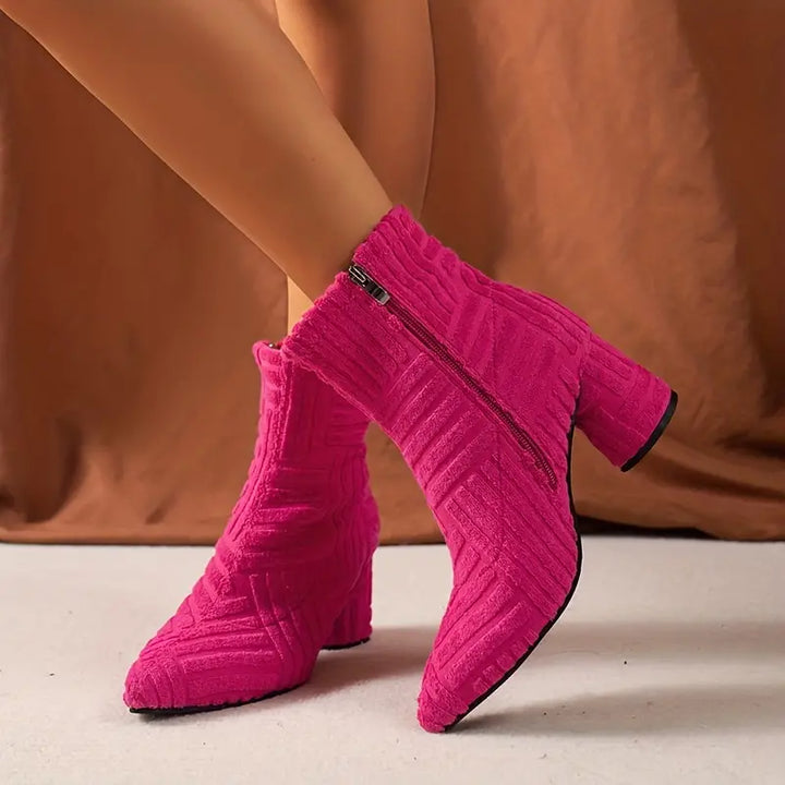 Smooth Ladies' Boots with Block Heel - Selene-Pink-3.5-The Livary