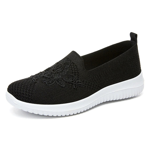 BreezeWalk Sandal | Breathable Ladies' Sandal with Embroidery-Black-3.5-The Livary