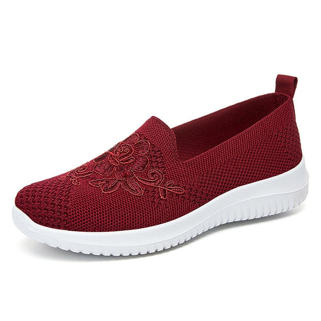 BreezeWalk Sandal | Breathable Ladies' Sandal with Embroidery-Red Wine-3.5-The Livary