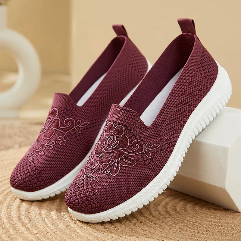 BreezeWalk Sandal | Breathable Ladies' Sandal with Embroidery-Purple-3.5-The Livary