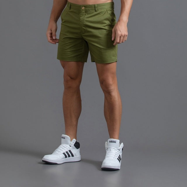 Fashionable slim-fit chino shorts for men – Emil-Olive green-S-The Livary