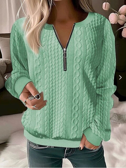Knitted Sweater with Round Neck and Jacquard Pattern - Tessa-Green-S-The Livary
