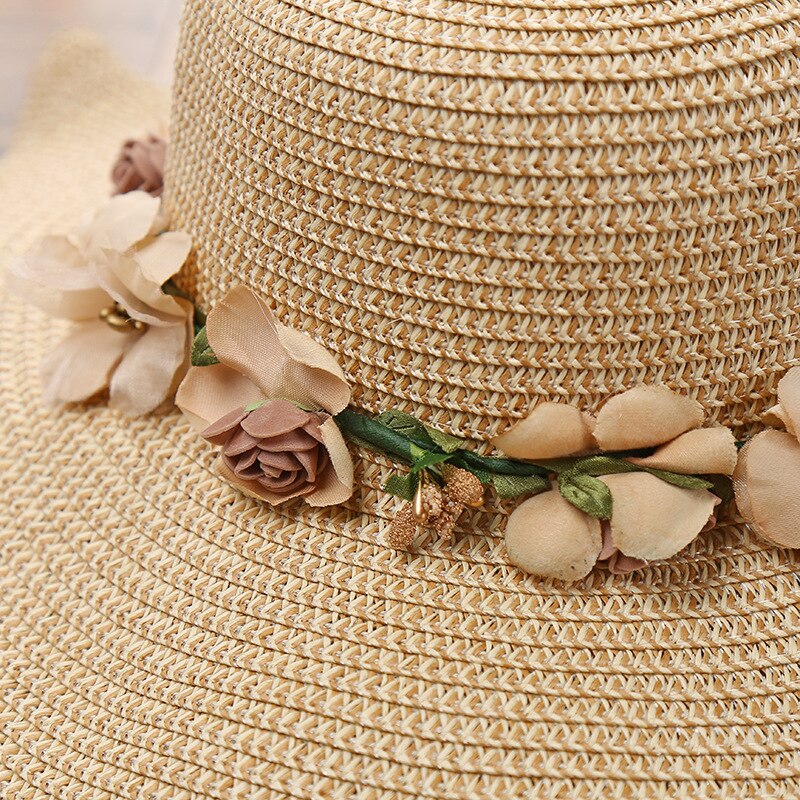 Summer hat with floral pattern – Liora-Beige-The Livary