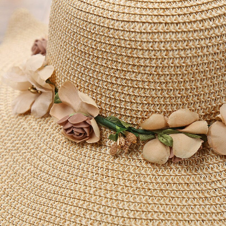 Summer hat with floral pattern – Liora-Beige-The Livary