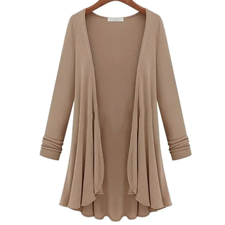 Ladies' knitted cardigan with ruffles – Chiara-Khaki-S-The Livary