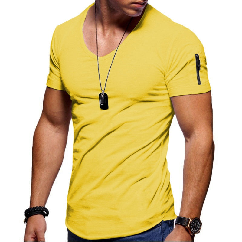 Men's V-neck Sports Shirt – Milan-Yellow-S-The Livary