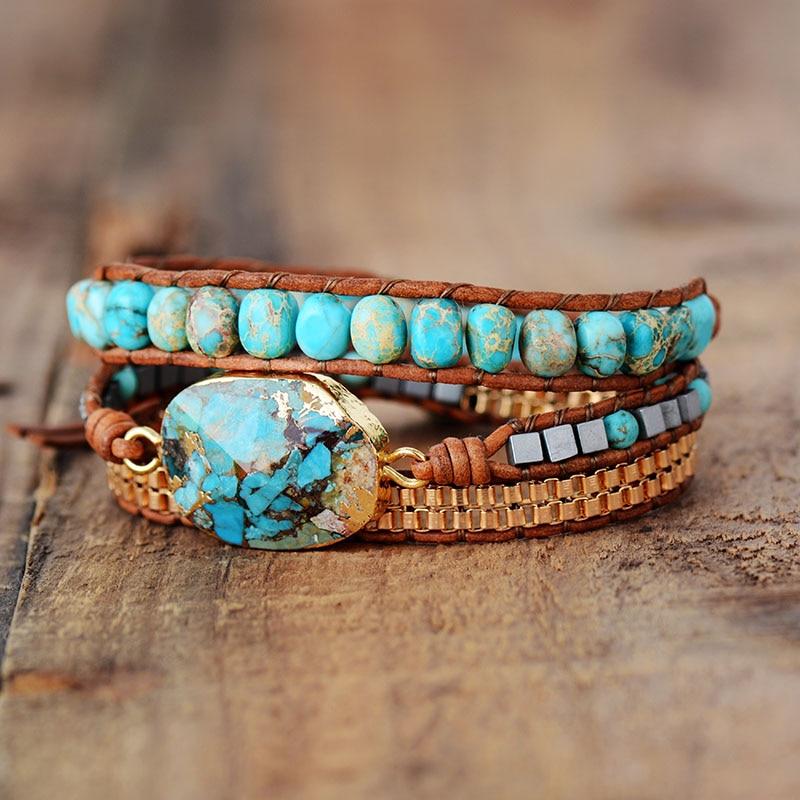 Turquoise Calming Energy Wrap Bracelet - Elara-The Livary