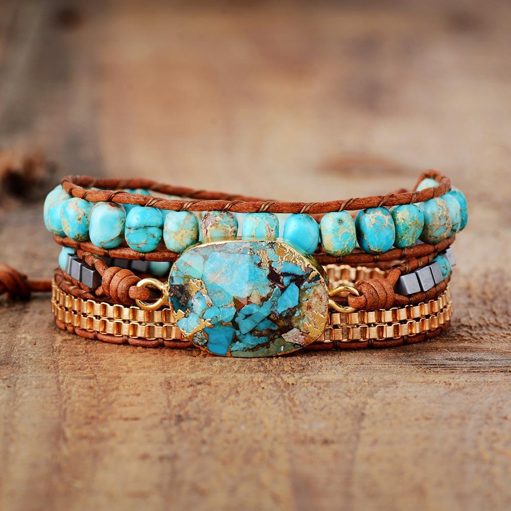 Turquoise Calming Energy Wrap Bracelet - Elara-The Livary