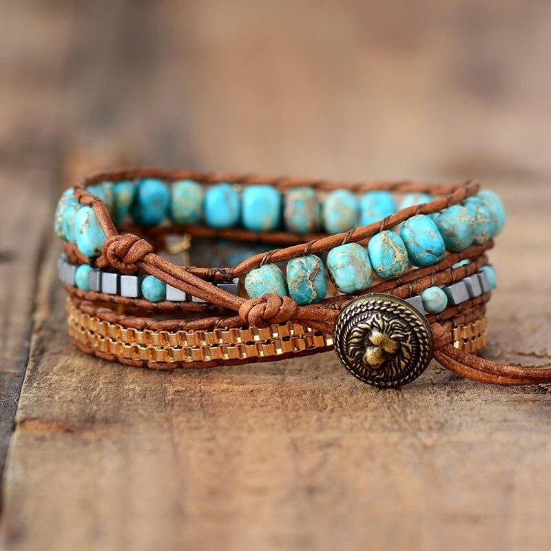 Turquoise Calming Energy Wrap Bracelet - Elara-The Livary