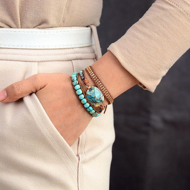 Turquoise Calming Energy Wrap Bracelet - Elara-The Livary