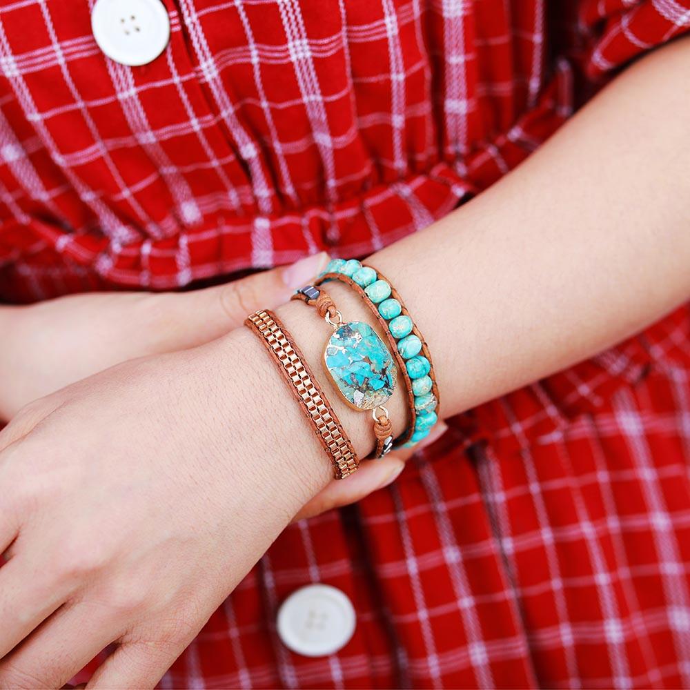 Turquoise Calming Energy Wrap Bracelet - Elara-The Livary