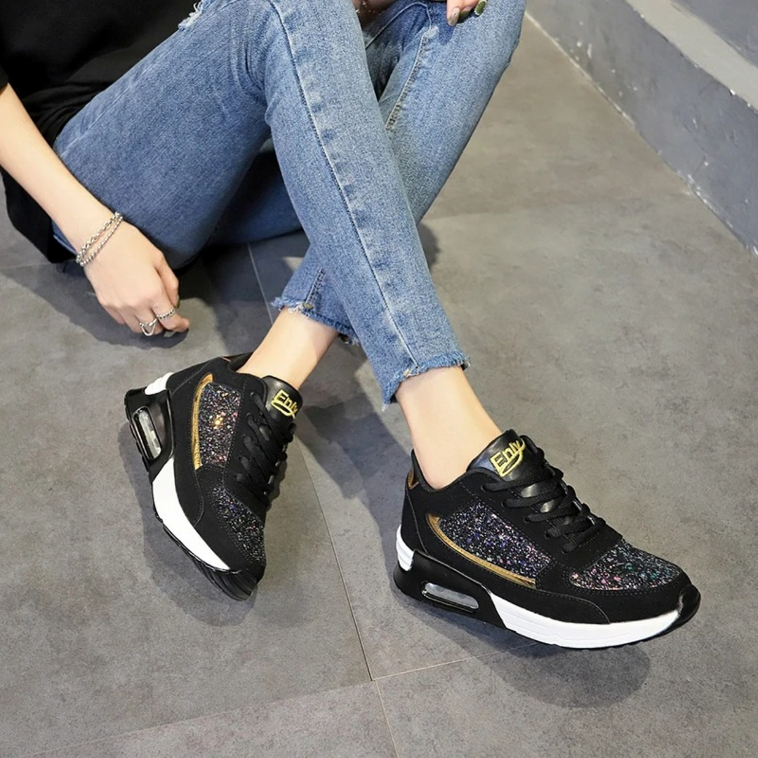 High Top Orthopaedic Women's Sneakers - ComfortStep-Black-2.5-The Livary