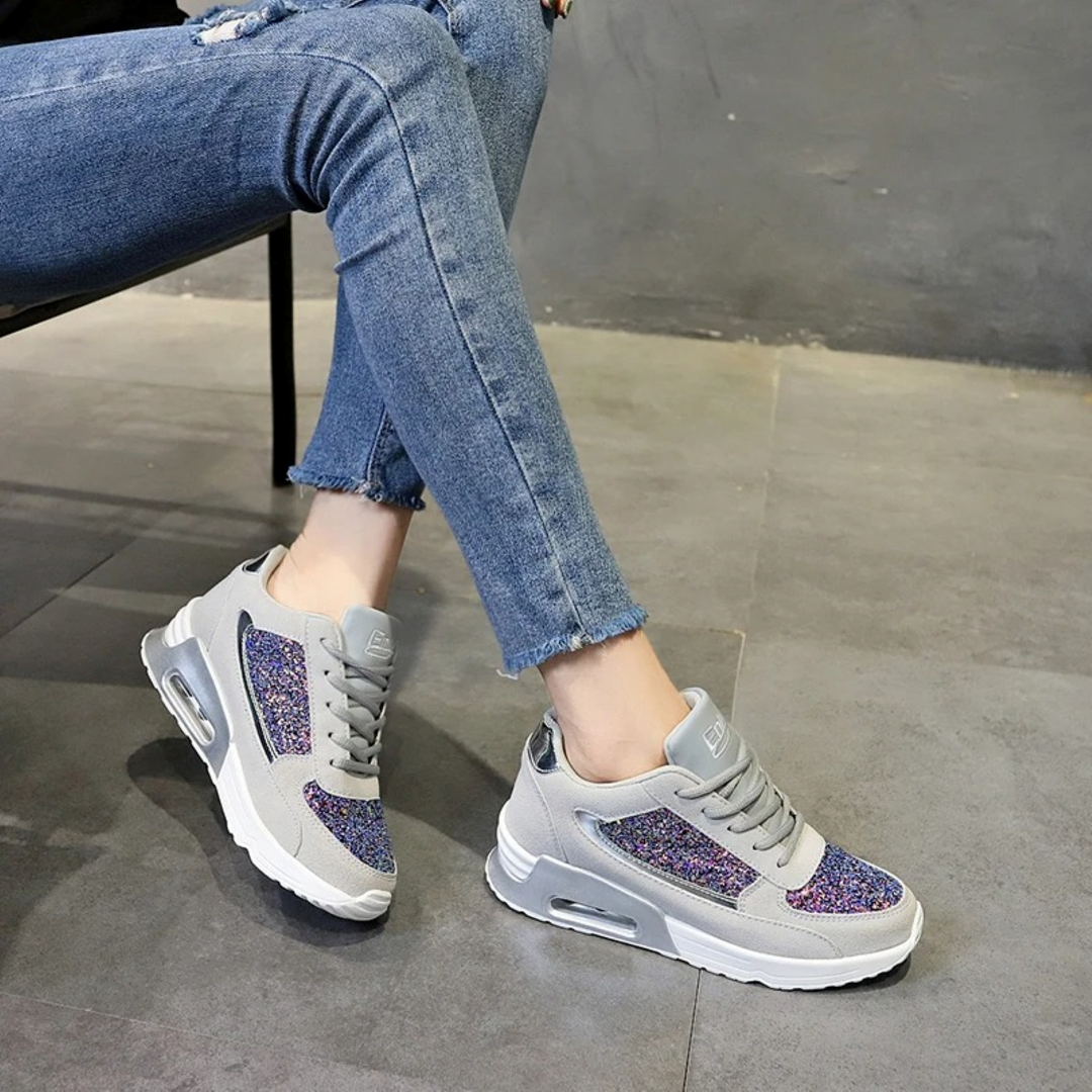 High Top Orthopaedic Women's Sneakers - ComfortStep-Grey-Purple-2.5-The Livary