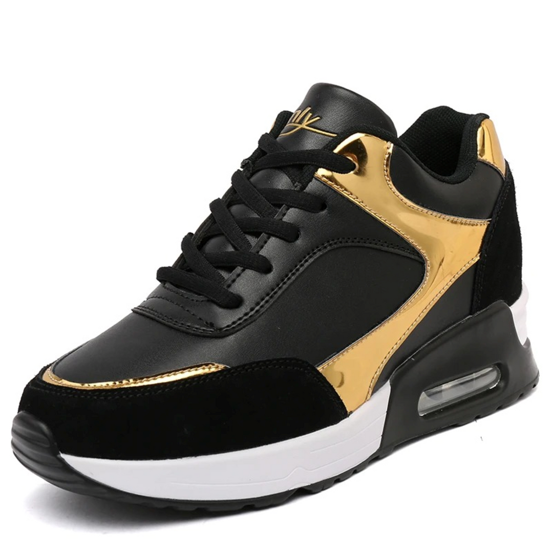 High Top Orthopaedic Women's Sneakers - ComfortStep-Black-yellow-2.5-The Livary