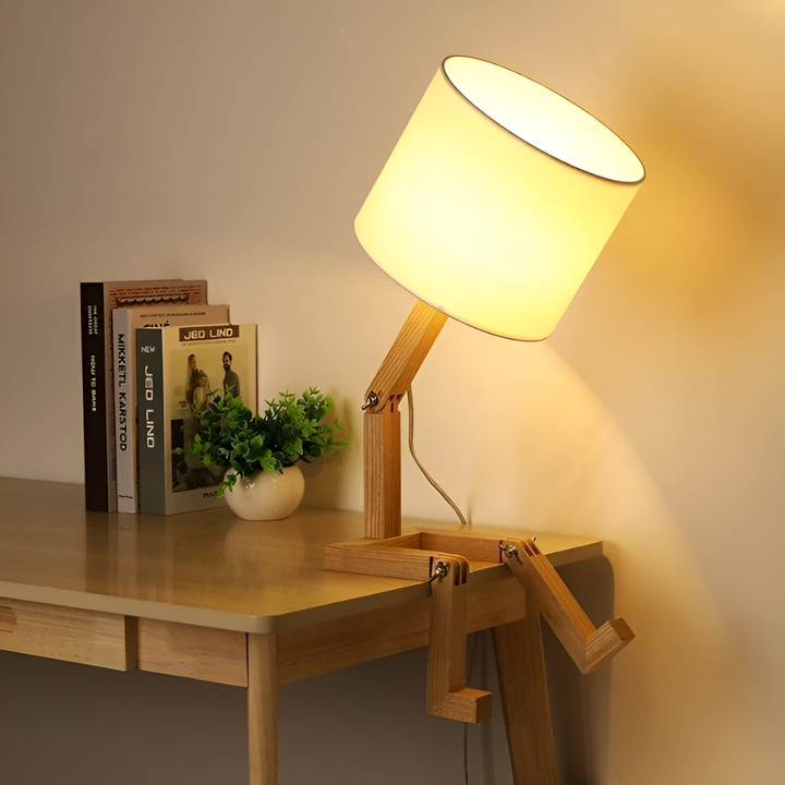 Flexible Robot Desk Lamp made of Solid Wood – LumoBot-The Livary