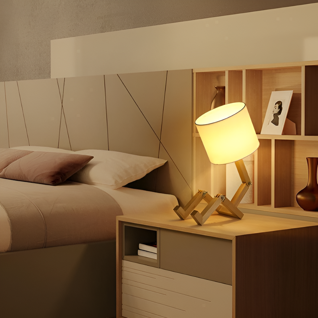 Flexible Robot Desk Lamp made of Solid Wood – LumoBot-The Livary