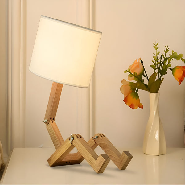 Flexible Robot Desk Lamp made of Solid Wood – LumoBot-The Livary